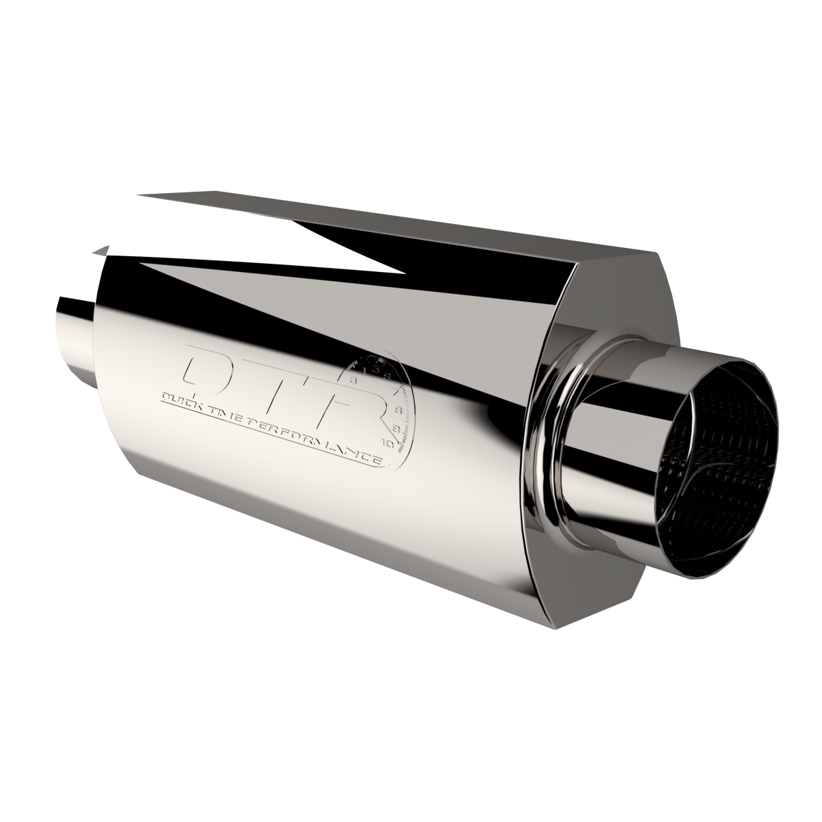thumbnail interactive-video image 1 of FUDA INDUSTRIES 3.0in In/Out Exhaust Muffler - 4.5in Round Body, 409 Stainless, Moderate Sound 1 of 6